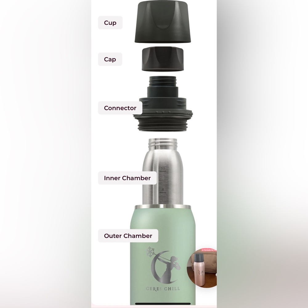 Ceres Chill breast milk collector holder—La vie en Rose Gold